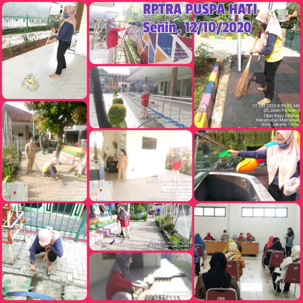 Kegiatan Piket dan Monitoring Pengelola Rptra Kelurahan Utan Kayu Selatan 12 Oktober 2020