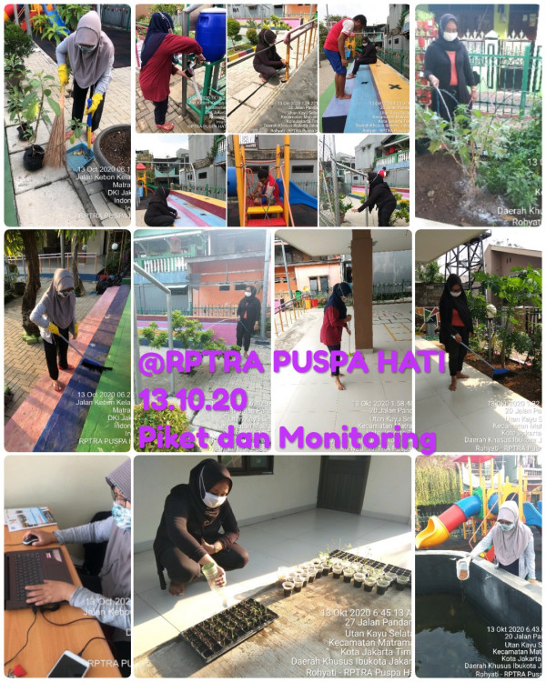 Kegiatan Piket dan Monitoring Pengelola Rptra Kelurahan Utan Kayu Selatan 13 Oktober 2020