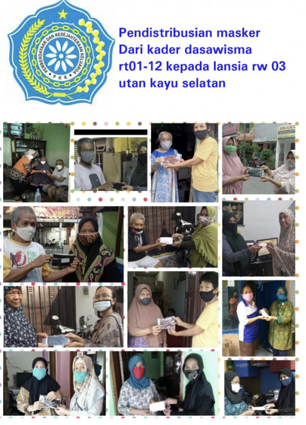 Pendistribusian Masker dari Kader Dasawisma Rt 01-12 kepada Lansia Rw 03 UKS