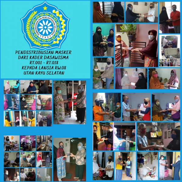 Pendistribusian Masker dari Kader Dasawisma Rt 01-18 kepada Lansia RW 08 UKS