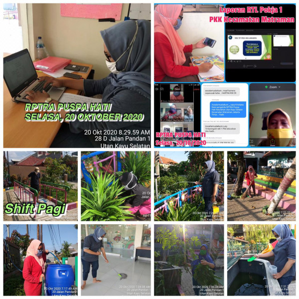 Kegiatan Piket dan Monitoring Pengelola Rptra Kelurahan Utan Kayu Selatan 20 Oktober 2020