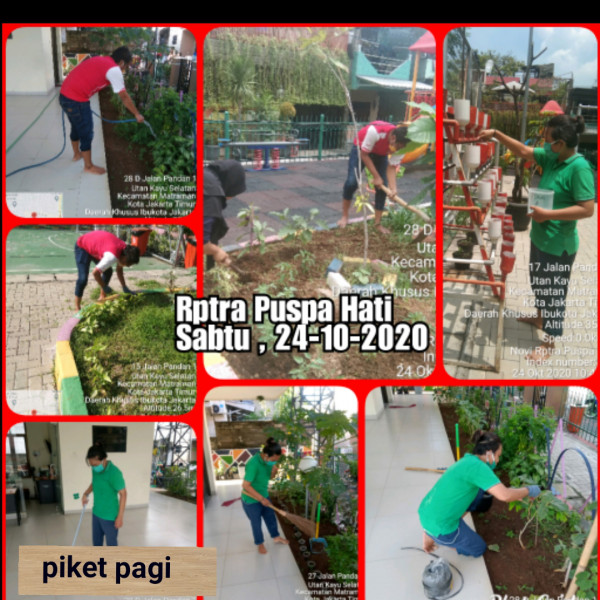 Kegiatan Piket dan Monitoring Pengelola Rptra Kelurahan Utan Kayu Selatan 24 Oktober 2020