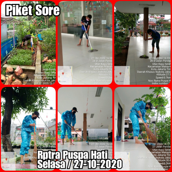 Kegiatan Piket dan Monitoring Pengelola Rptra Kelurahan Utan Kayu Selatan 27 Oktober 2020