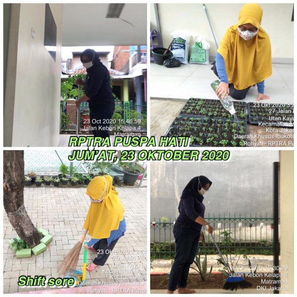 Kegiatan Piket dan Monitoring Pengelola Rptra Kelurahan Utan Kayu Selatan 23 Oktober 2020