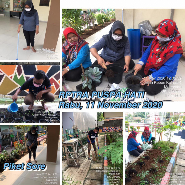 Kegiatan Piket dan Monitoring pengelola Rptra kelurahan Utan Kayu Selatan 11 November 2020
