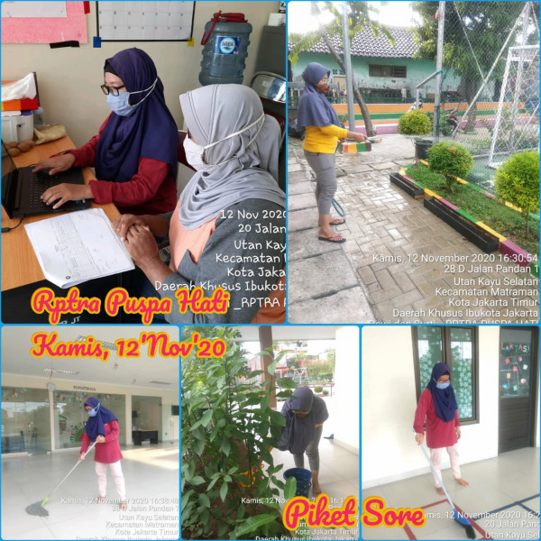 Kegiatan Piket dan Monitoring pengelola Rptra kelurahan Utan Kayu Selatan 12 November 2020