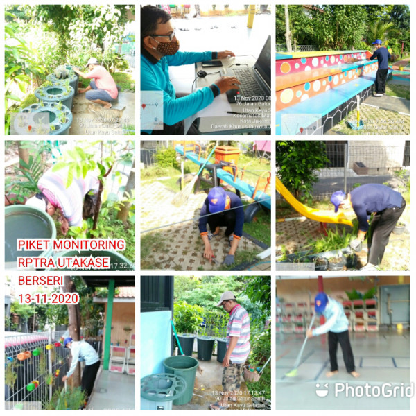 Kegiatan Piket dan Monitoring pengelola Rptra kelurahan Utan Kayu Selatan 13 November 2020