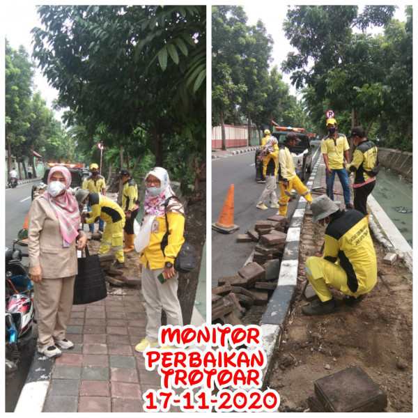 Monitor Perbaikan Trotoar  oleh Kasie Ekbang Kelurahan Utan Kayu Selatan dan Satgas SDM Bina Marga Jakarta Timur