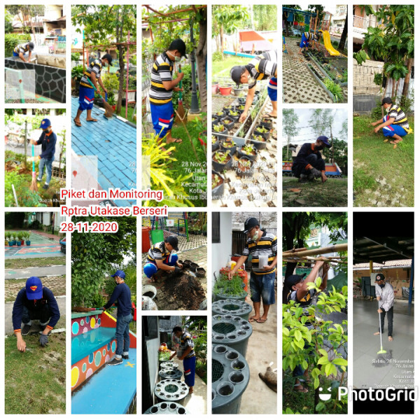 Kegiatan Piket dan Monitoring Pengelola Rptra Kelurahan Utan kayu Selatan Sabtu, 28 November 2020
