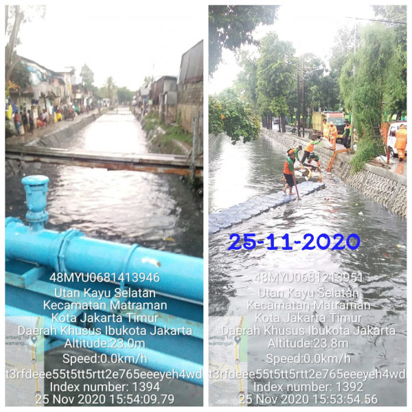 Monitor Saluran Air Saat Hujan Deras oleh Kasie EkBang Kelurahan Utan kayu Selatan