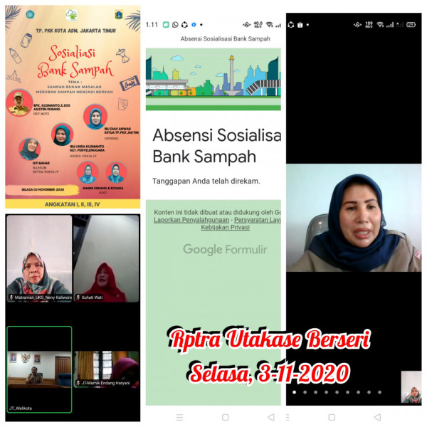 Zoom Meet  Sosialisasi Bank Sampah Pokja 4 Angkatan 1 Tingkat Kota Administrasi Jakarta Timur 