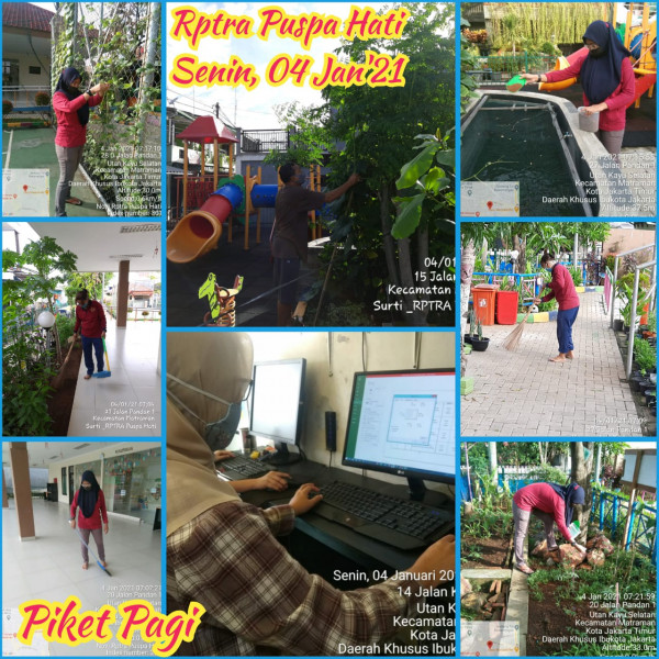 Kegiatan Piket dan Monitoring Pengelola RPTRA Kelurahan Utan Kayu Selatan 04 Januari 2021
