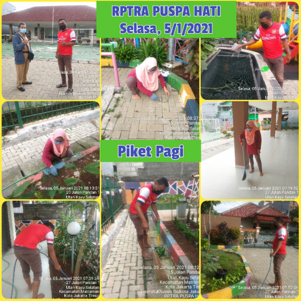 Kegiatan Piket dan Monitoring Pengelola RPTRA Kelurahan Utan Kayu Selatan 05 Januari 2021