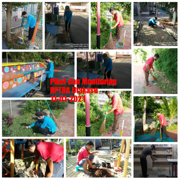 Kegiatan Piket dan Monitoring Pengelola RPTRA Kelurahan Utan Kayu Selatan 11 Januari 2021