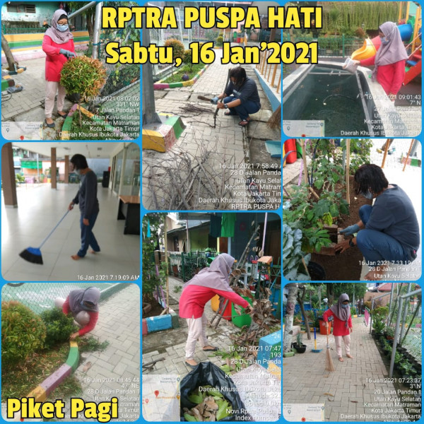 Kegiatan Piket dan Monitoring Pengelola RPTRA Kelurahan Utan Kayu Selatan 16 Januari 2021
