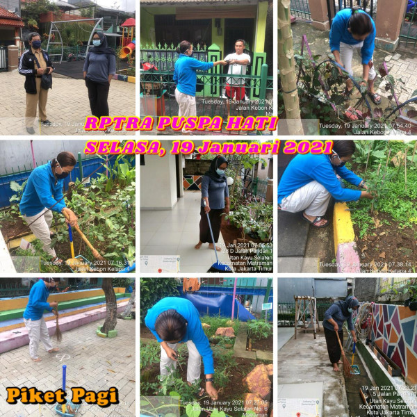 Kegiatan Piket dan Monitoring Pengelola RPTRA Kelurahan Utan Kayu Selatan 19 Januari 2021