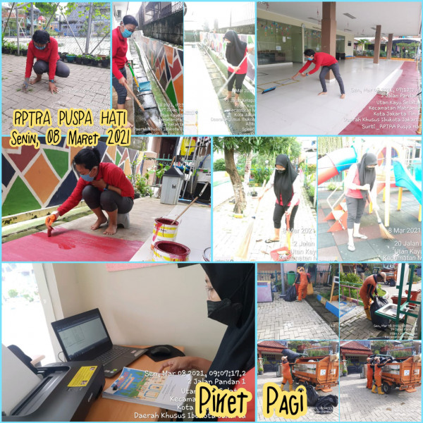 Kegiatan Piket dan Monitoring Pengelola RPTRA Kelurahan Utan Kayu Selatan 8 Maret 2021