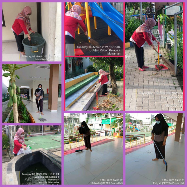 Kegiatan Piket dan Monitoring Pengelola RPTRA Kelurahan Utan Kayu Selatan 9 Maret 2021