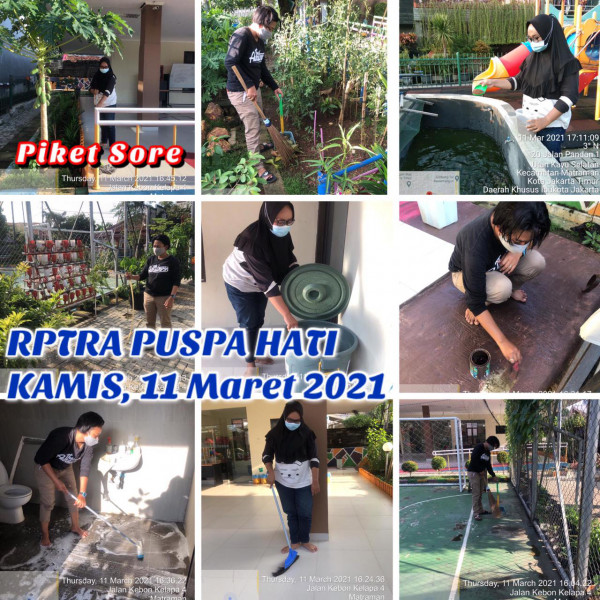 Kegiatan Piket dan Monitoring Pengelola RPTRA Kelurahan Utan Kayu Selatan 11 Maret 2021
