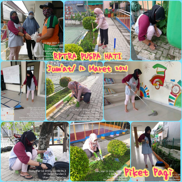 Kegiatan Piket dan Monitoring Pengelola RPTRA Kelurahan Utan Kayu Selatan 12 Maret 2021
