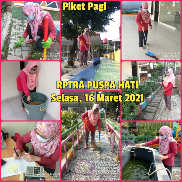Kegiatan Piket dan Monitoring Pengelola RPTRA Kelurahan Utan Kayu Selatan 16 Maret 2021