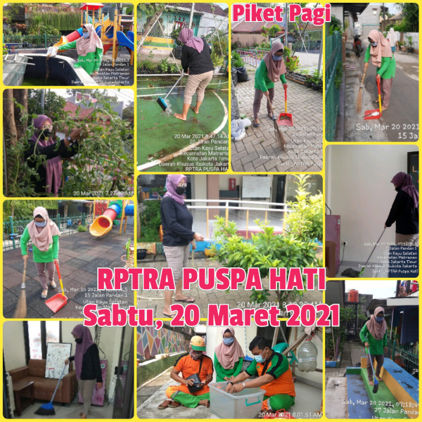 Kegiatan Piket dan Monitoring Pengelola RPTRA Kelurahan Utan Kayu Selatan 20 Maret 2021