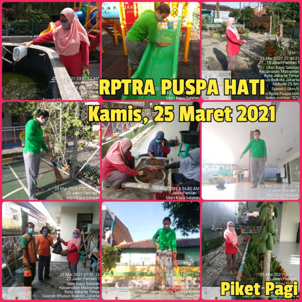 Kegiatan Piket dan Monitoring Pengelola RPTRA Kelurahan Utan Kayu Selatan 25 Maret 2021