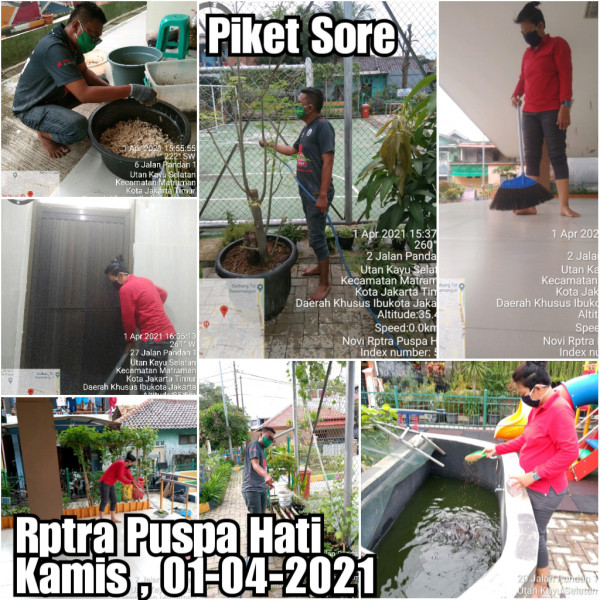 Kegiatan Piket dan Monitoring Pengelola Rptra Kelurahan Utan Kayu Selatan – 1 April 2021
