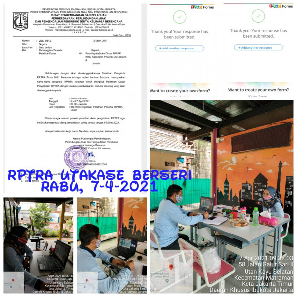 Pelatihan Dasar Pengelolaan Rptra tahun 2021 dengan Pembelajaran Distance Learning Hari Ketiga oleh Pusbanglat PPAPPKB _7 Aprl