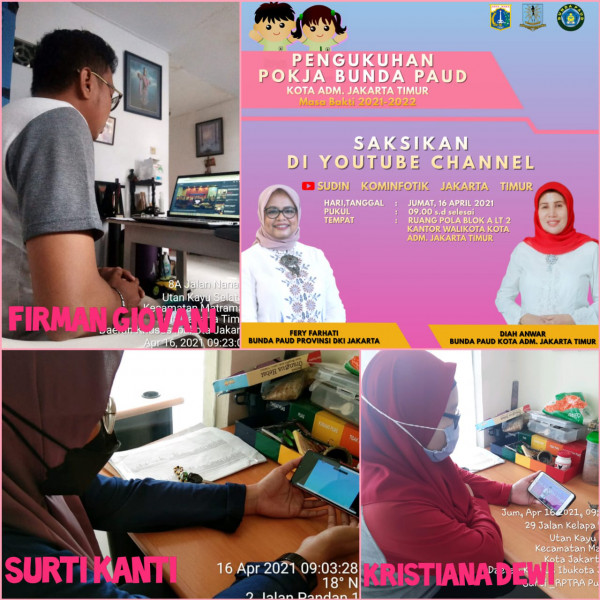 Pengukuhan Pokja Bunda Paud Kota Adm Jakarta Timur melalui YouTube_16 April 2021