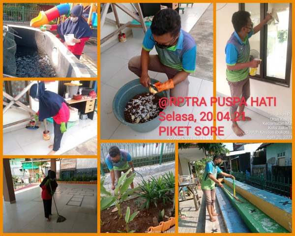 Kegiatan Piket dan Monitoring Pengelola Rptra Kelurahan Utan Kayu Selatan – 20 April 2021