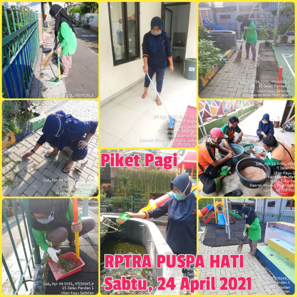 Kegiatan Piket dan Monitoring Pengelola Rptra Kelurahan Utan Kayu Selatan – 24 April 2021