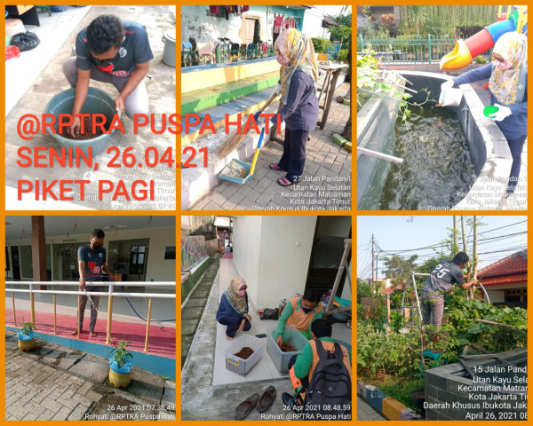 Kegiatan Piket dan Monitoring Pengelola Rptra Kelurahan Utan Kayu Selatan – 26 April 2021