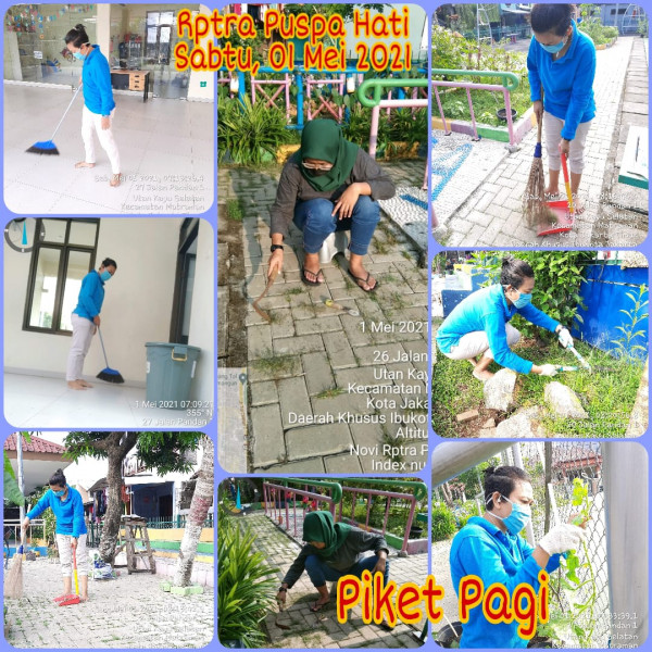Kegiatan Piket dan Monitoring Pengelola Rptra Kelurahan Utan Kayu Selatan 01 Mei 2021