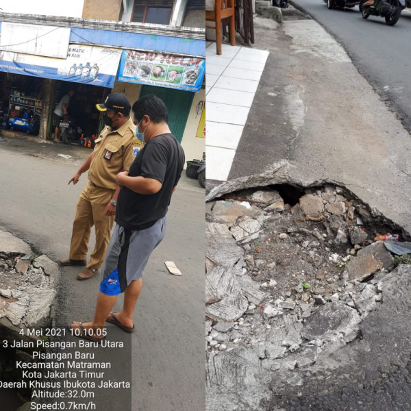 Monitoring Staff Ekbang terkait usulan perbaikan jalan sisi saluran_Rw006_04 Mei 2021
