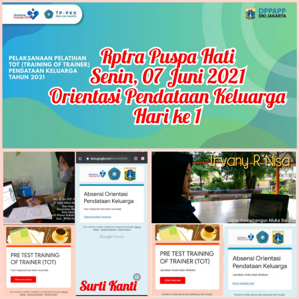 Pelatihan TOT bagi Pengelola RPTRA_Rptra Puspa Hati dan Utakase Berseri_Angkatan 70_Hari ke 1_07 Juni 2021