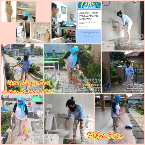 Kegiatan Piket dan Monitoring Pengelola Rptra Kelurahan Utan Kayu Selatan – 15 Juni 2021