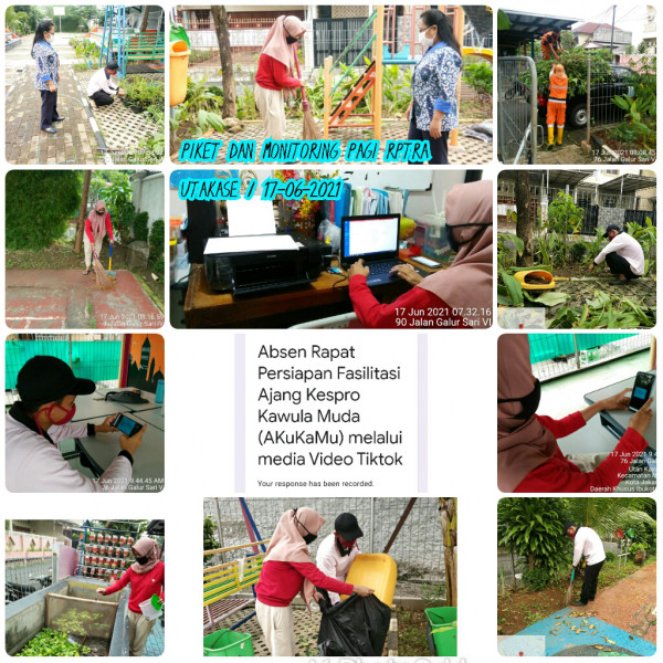 RPTRA Utakase Berseri_17 Juni 2021_piket dan monitoring pagi