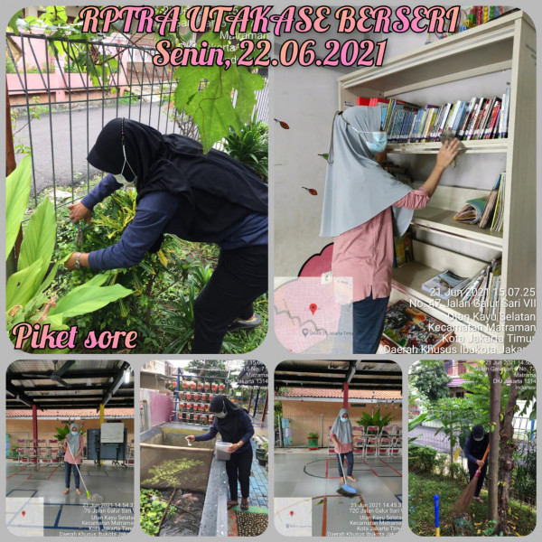 Kegiatan Piket dan Monitoring Pengelola Rptra Kelurahan Utan Kayu Selatan – 21 Juni  2021