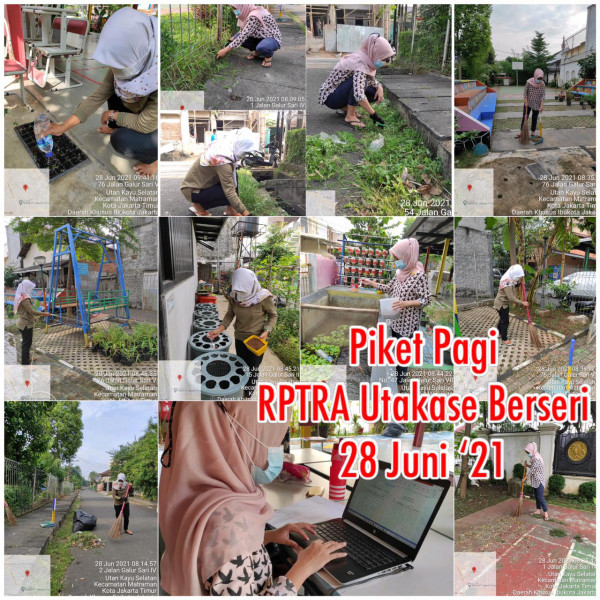 Kegiatan Piket dan Monitoring Pengelola Rptra Kelurahan Utan Kayu Selatan – 28 Juni 2021