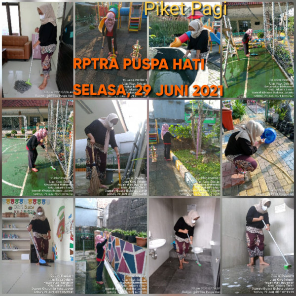 Kegiatan Piket dan Monitoring Pengelola Rptra Kelurahan Utan Kayu Selatan – 29 Juni 2021