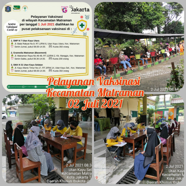 Pengelola RPTRA Utakase Berseri dan Puspa Hati  Membantu  Vaksinasi  Covid 19 Di SMA N 31