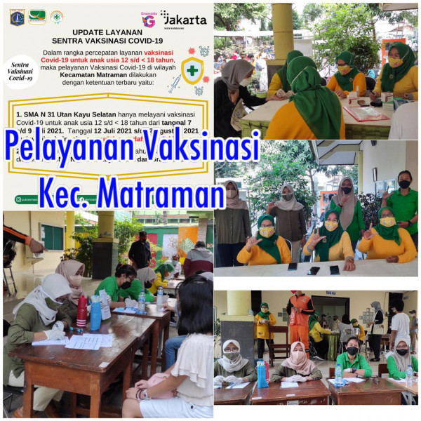 Pengelola RPTRA Utakase Berseri dan Puspa Hati  Membantu  Vaksinasi  Covid 19 Di SMA N 31