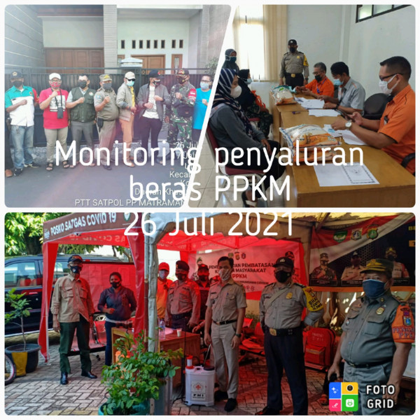 Monitoring Penyaluran Beras PPKM bagi warga dari Kemensos RI di Aula Kel. UKS.