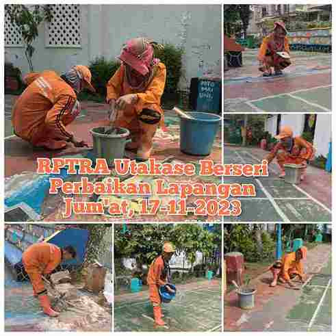 Perbaikan lapangan RPTRA Utakase Berseri