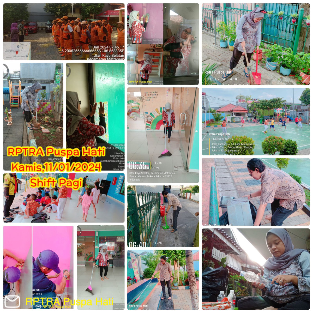 Piket shift pagi dan shift siang Pengelola RPTRA