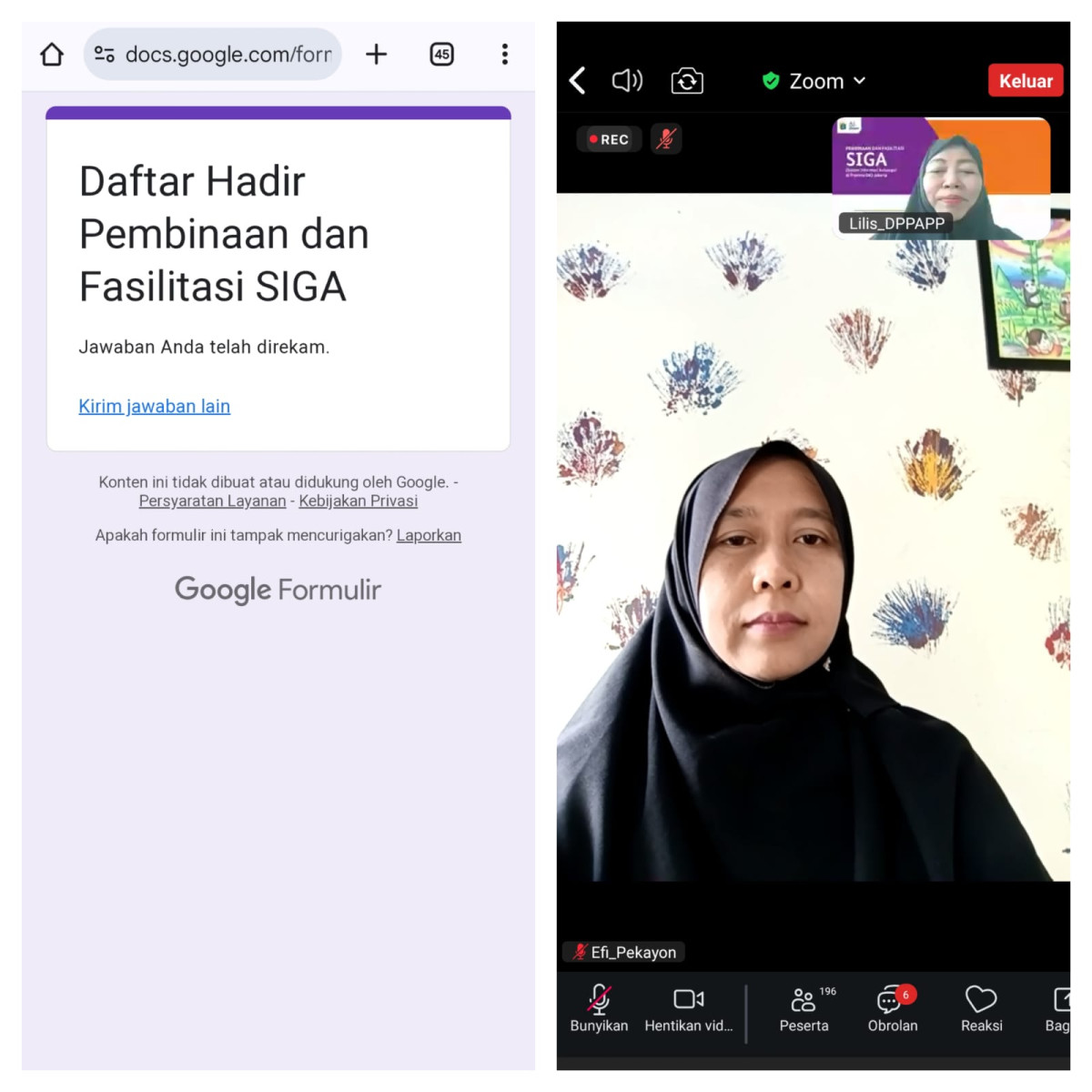ZOOM PEMBINAAN DAN FASILITASI SIGA