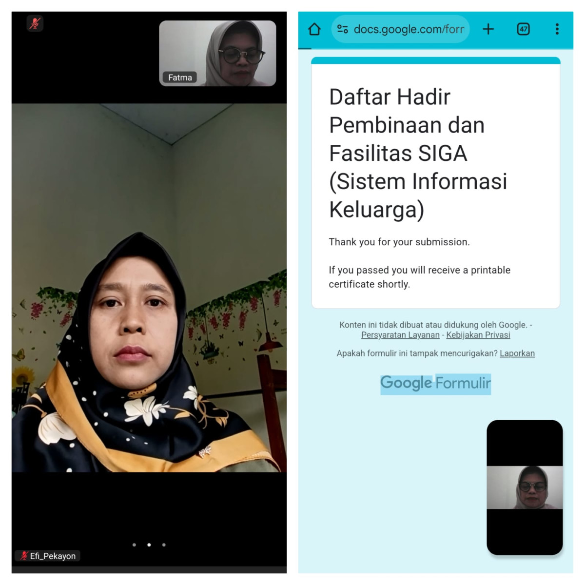 ZOOM PEMBINAAN DAN FASILITASI SIGA