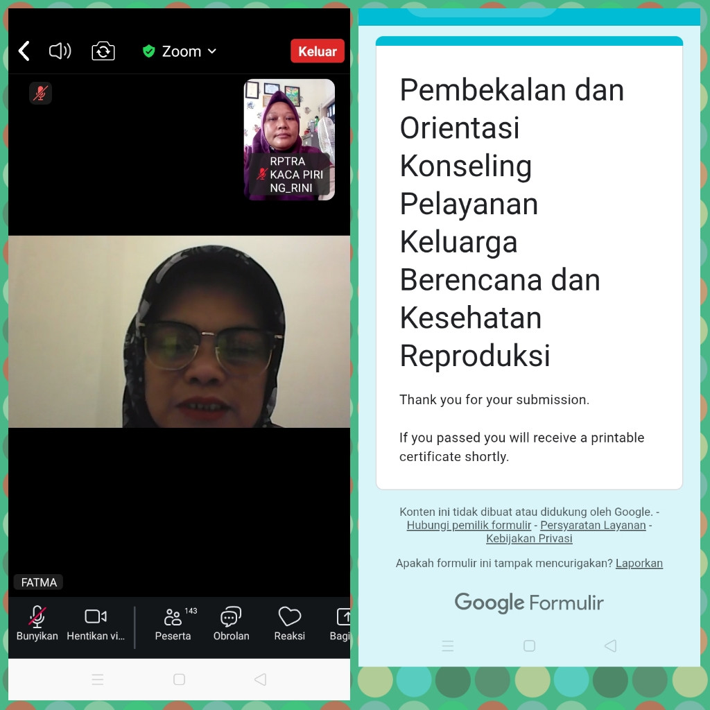 ZOOM PEMBEKALAN DAN ORIENTASI PELAYANAN KELUARGA BERENCANA DAN KESEHATAN REPRODUKSI