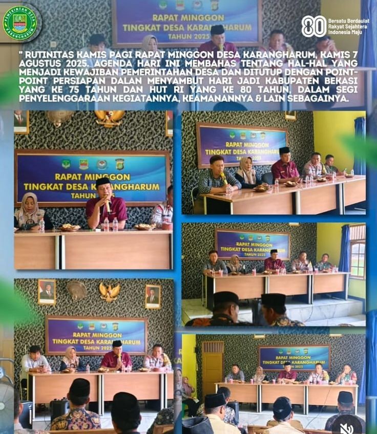 RAPAT MINGGON PERSIAPAN DALAM MENYAMBUT HARI JADI KABUPATEN BEKASI YANG 75 TH DAN HUT RI YANG KE 80 TAHUN